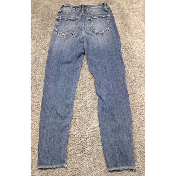Kancan Jeans Womens Sz 25 Skinny Ankle Denim Blue Stretch Distressed Whiskers - Picture 9 of 13
